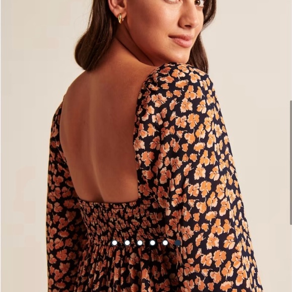 🫎ABERCROMBIE Long Sleeve Babydoll Mini Dress in Floral Print - Picture 5 of 11